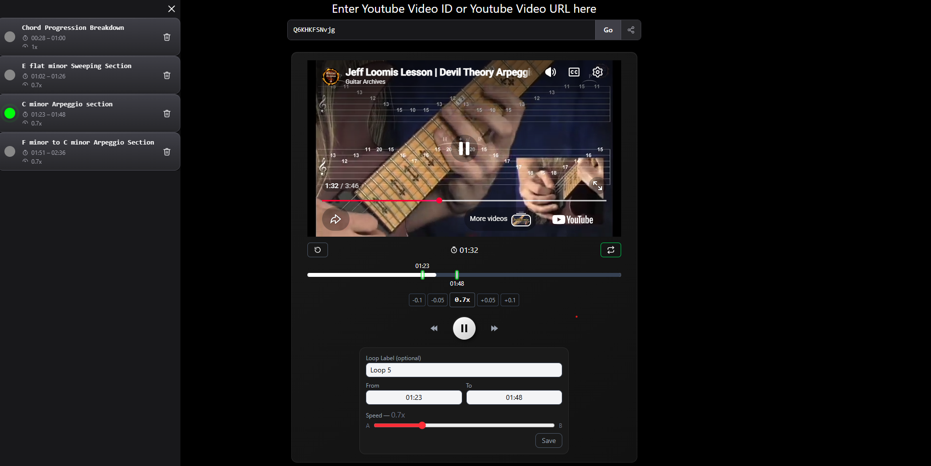 YT Looper app screenshot